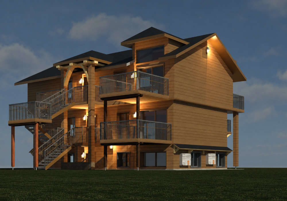Façade arrière proposée après l’ajout du deuxième étage, projet d’Airbnb à Mont-Tremblant